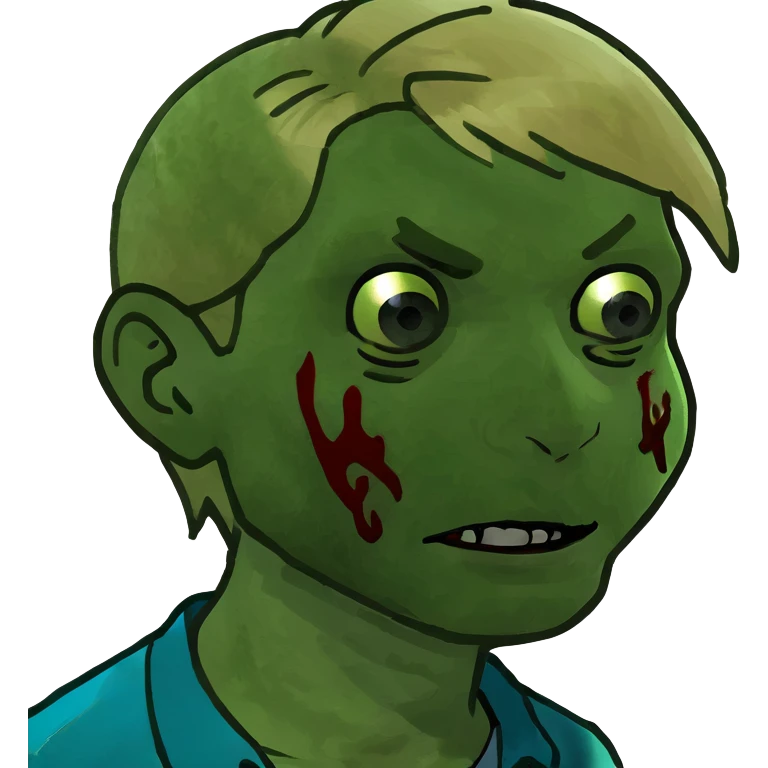 blond boy with defined face and blue eyes zombie emoji