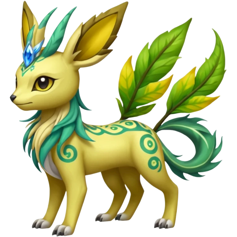  Exotic Ivy Dragonic Feathery Scaly Meloetta-Manectric-Leafeon-Electrike-Jolteon-Zygarde-Renamon-hybrid-fusion-Fakémon-creature, full body emoji