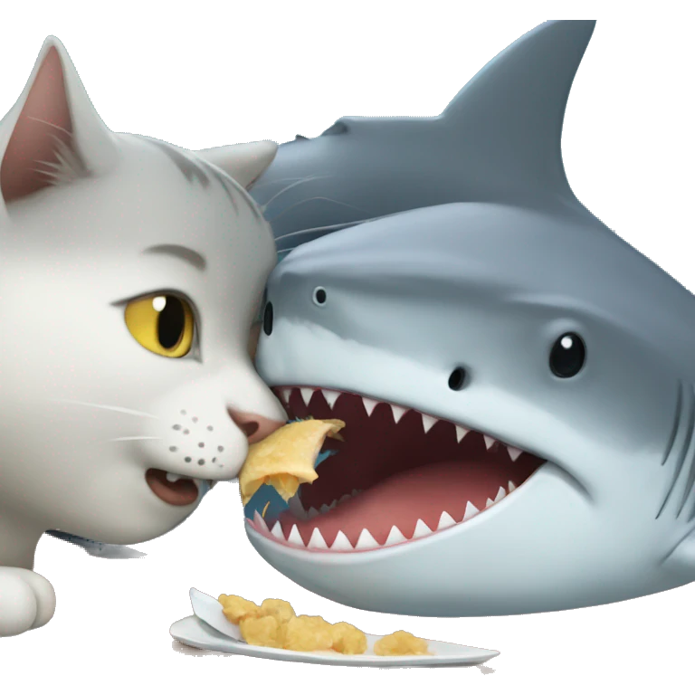 Cat eating shark emoji