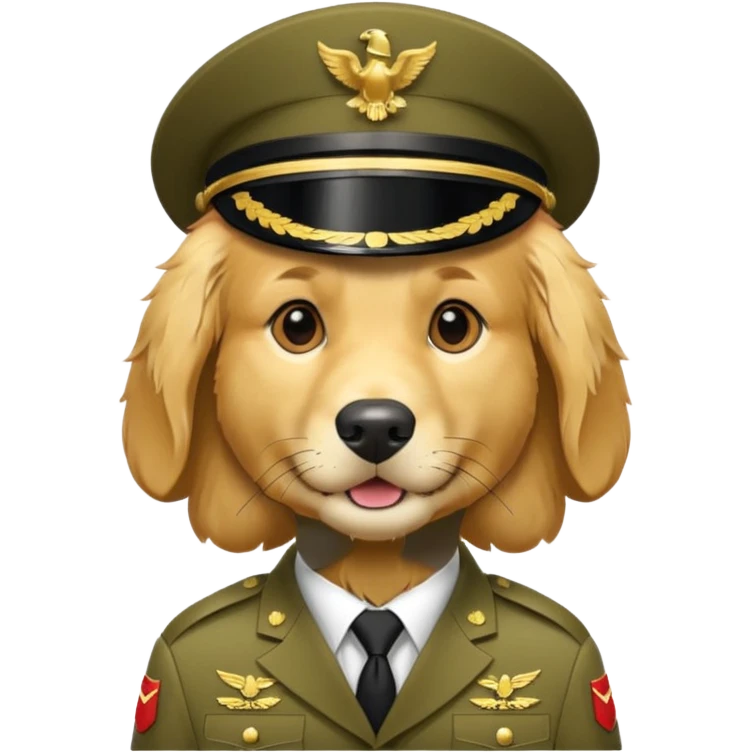 A golden retriever in the army emoji