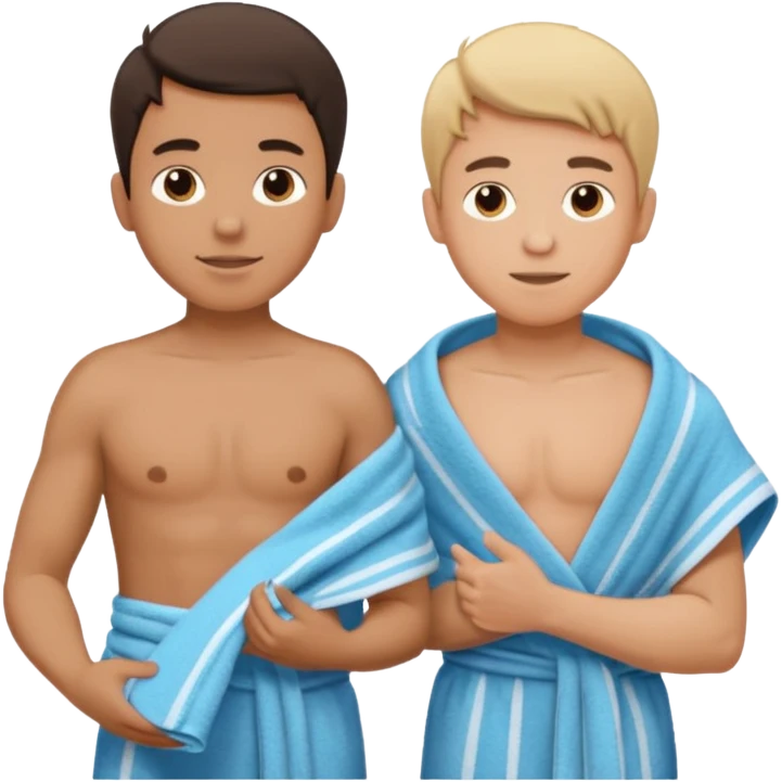 un niño y un hombre tirando de una toalla en cada extremo emoji