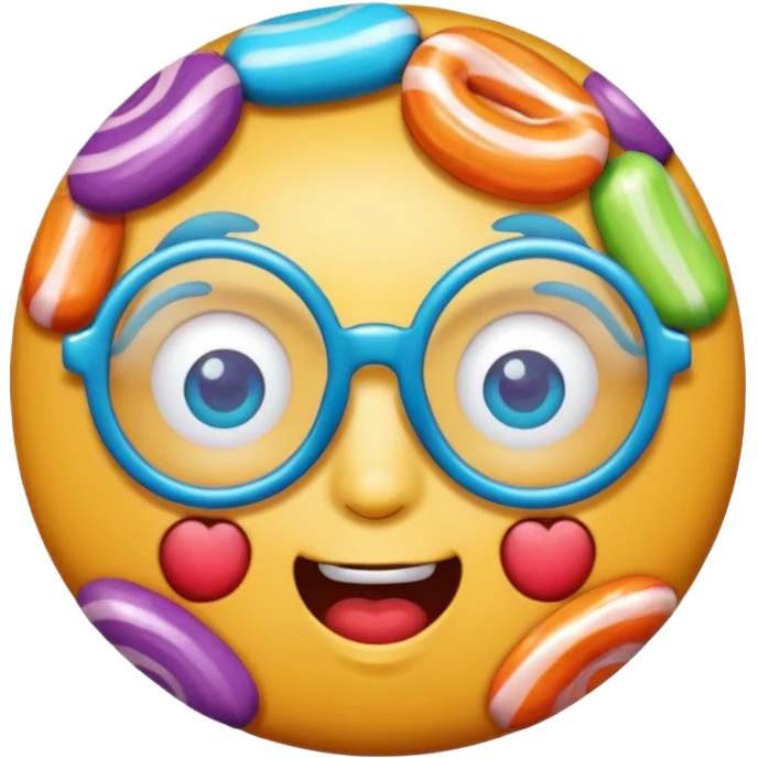 candy with face and glassess emoji