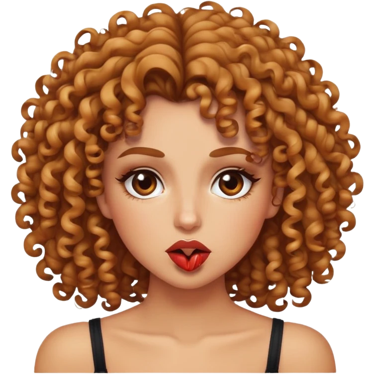 curly sexy emoji with sultry eyes, curly hair, biting lower lip emoji