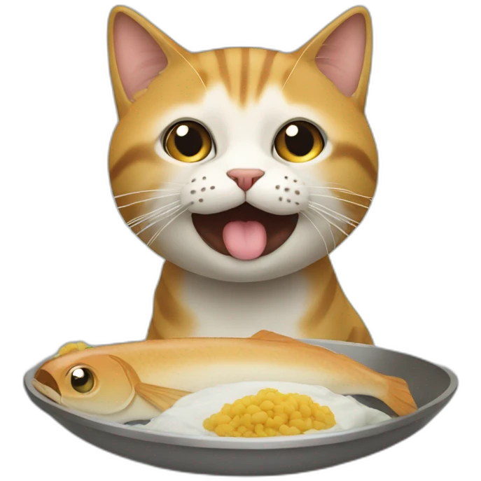 Chat qui mange du thon emoji