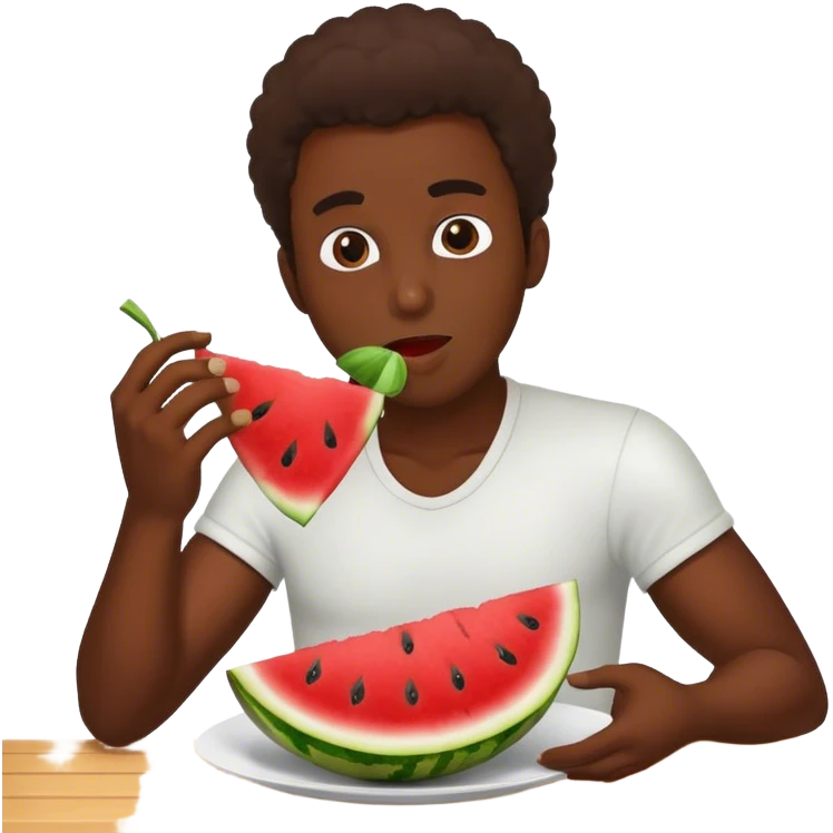 Black guy eating watermelon and fryed chicken emoji