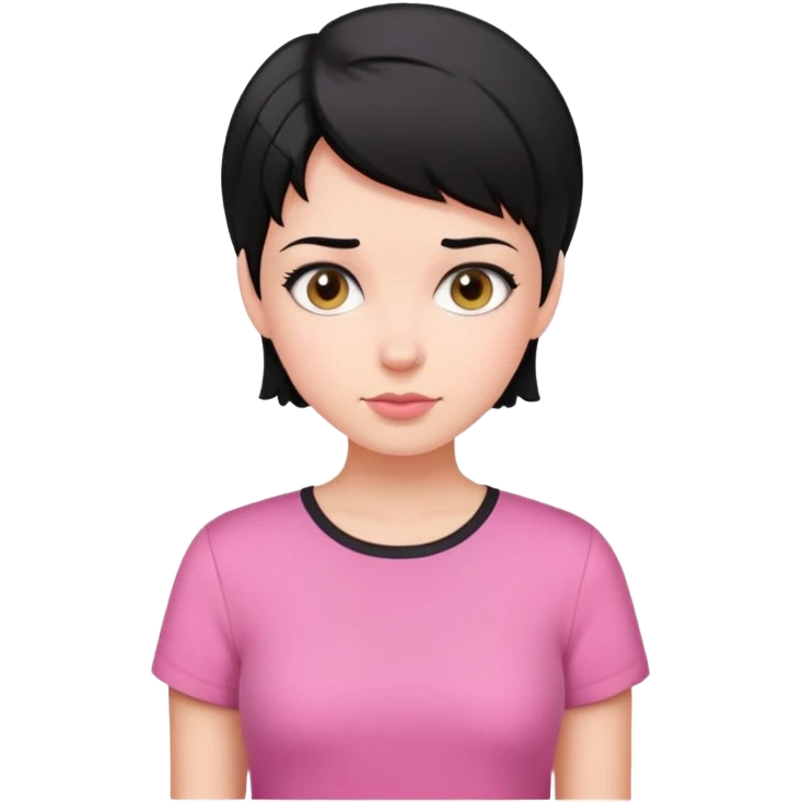 girl with short black hair wearing a pink shirt emoji