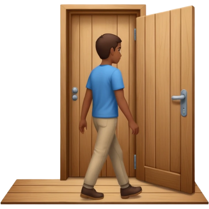 persona yéndose por la puerta  de espalda emoji
