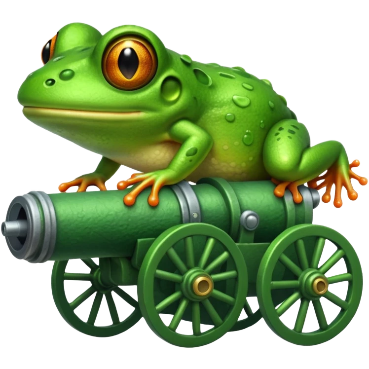 Frog exploding out of cannon emoji