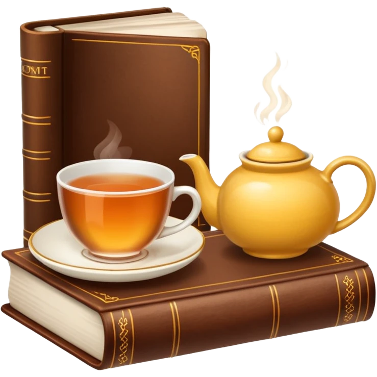 A cup of tea next to a book emoji