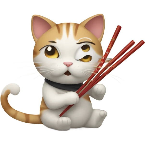 Cat with chopsticks playing chopsticks emoji