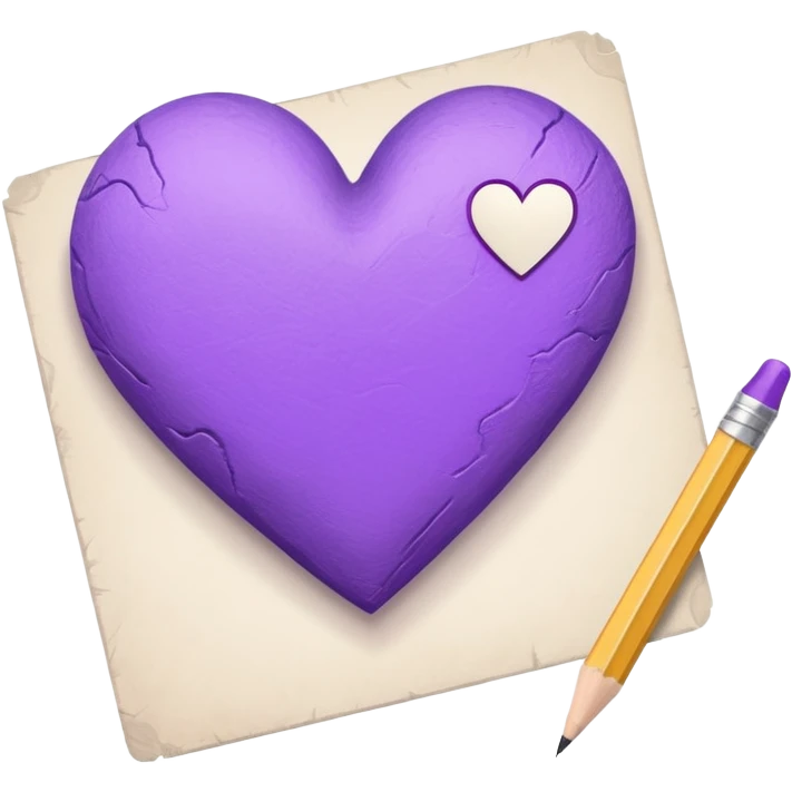 paper with emptu Hand drawn purple heart  with pencil emoji