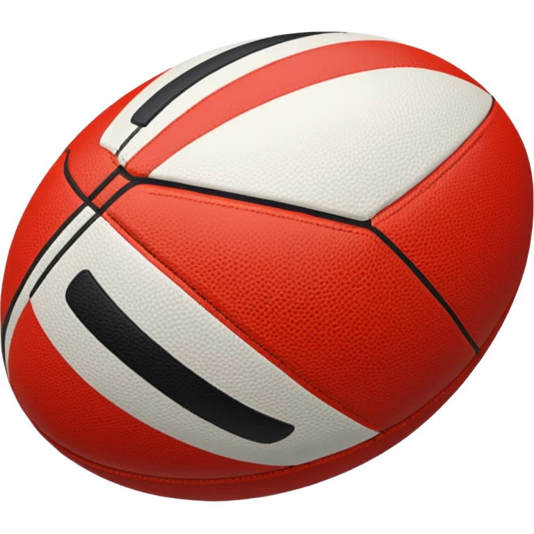 australian rules football ball with equal sized horizontal red, white, black stripes emoji