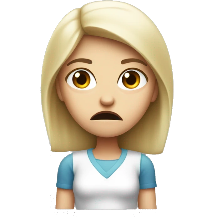 angry white girl showing disapproval with hand  in front of her  emoji