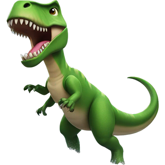 a t-rex surfing a wave emoji