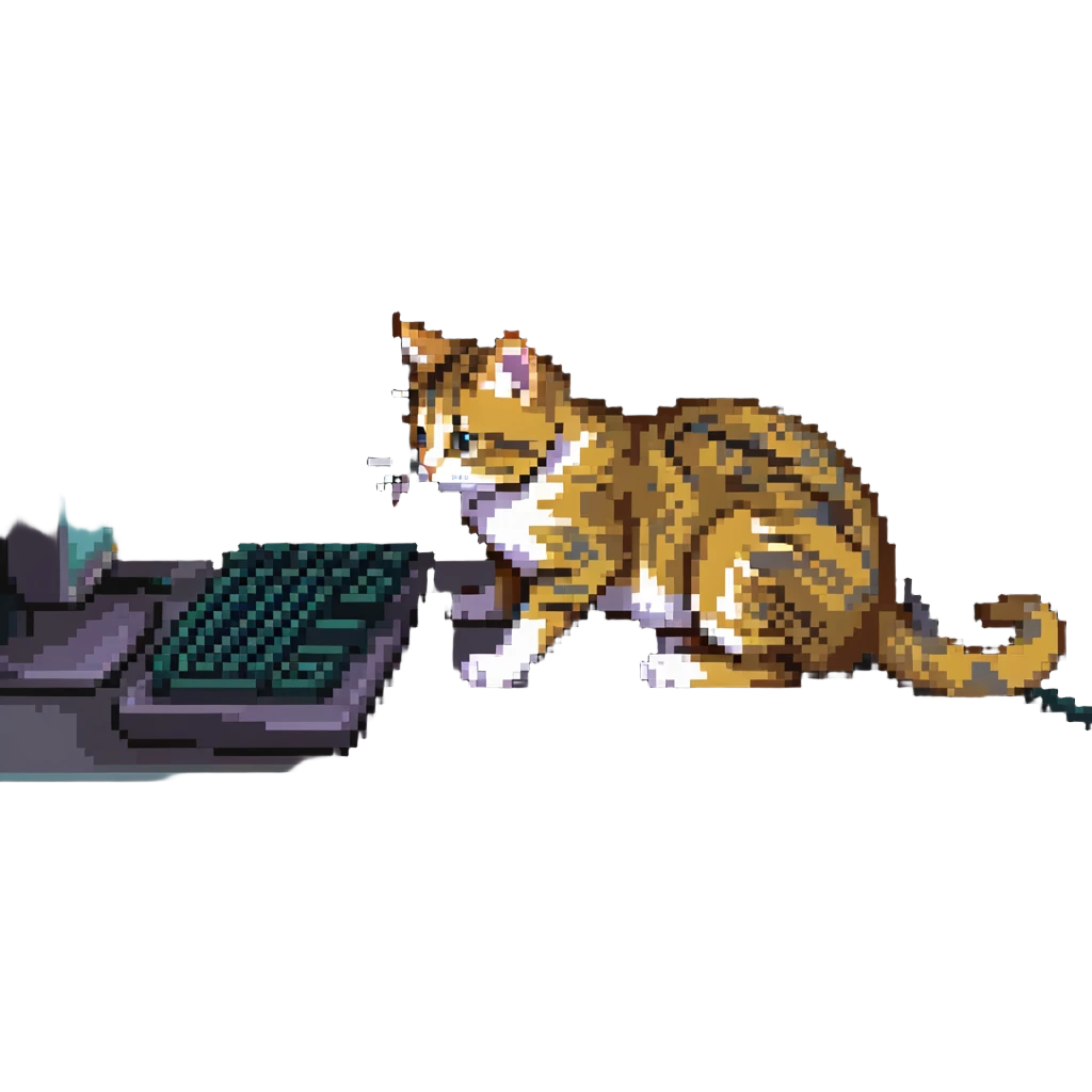 tabby cat playing computer game emoji