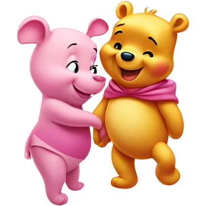 Winnie the Pooh and Piglet with sparkles in a pink heart emoji