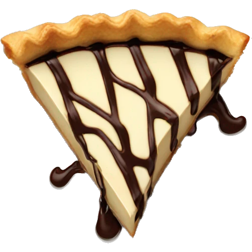 slice of pie with chocolate drizzled on top emoji