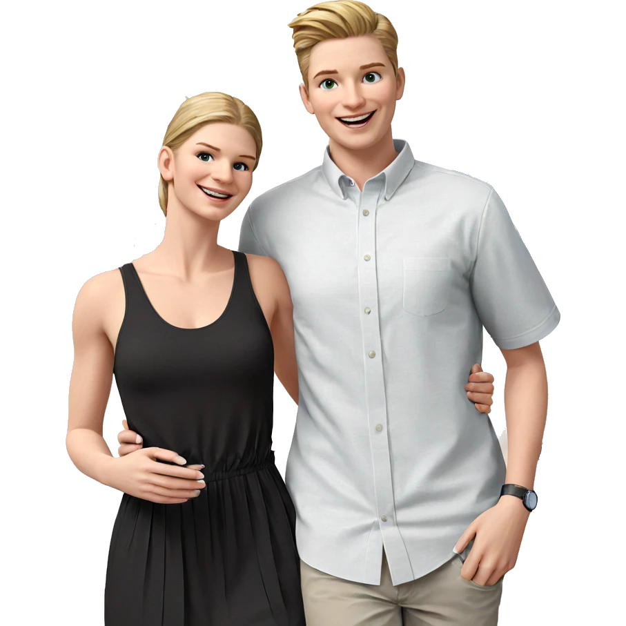 blonde beauty with joyful companions emoji