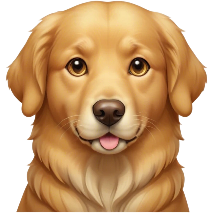 Cinematic Noble Golden Retriever Portrait Emoji, Poised and regal, with a strong, athletic build and a lustrous, well-groomed golden coat, deep-set soulful brown eyes, Simplified yet sharp and sophisticated features, highly detailed, glowing with a soft, dignified glow, high shine, intelligent and friendly, stylized with an air of warmth, focused and attentive, soft glowing outline, capturing the essence of a watchful and confident companion, so majestic it feels as though it could bound out of the screen with effortless authority! emoji