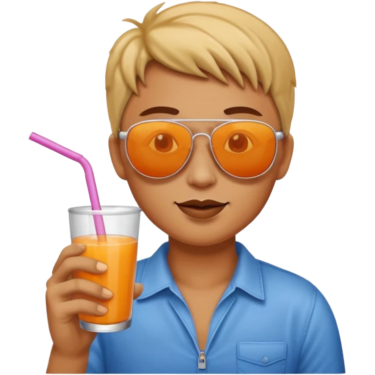 Sun is wearing sunglasses and drinking juice with stra emoji