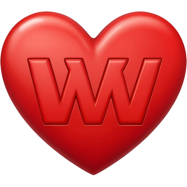 letters, M + V in a heart  emoji