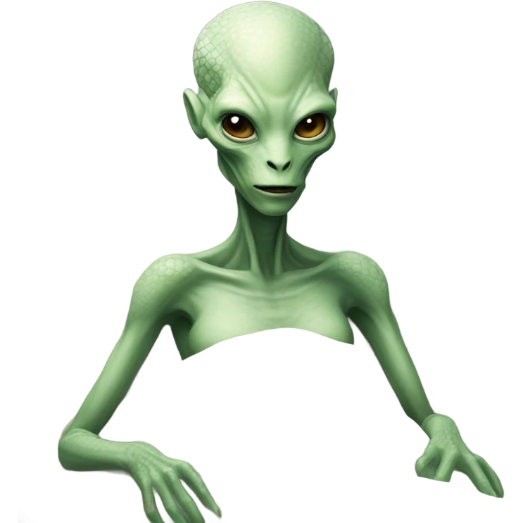 a Reptilian alien white woman laying on the bed emoji