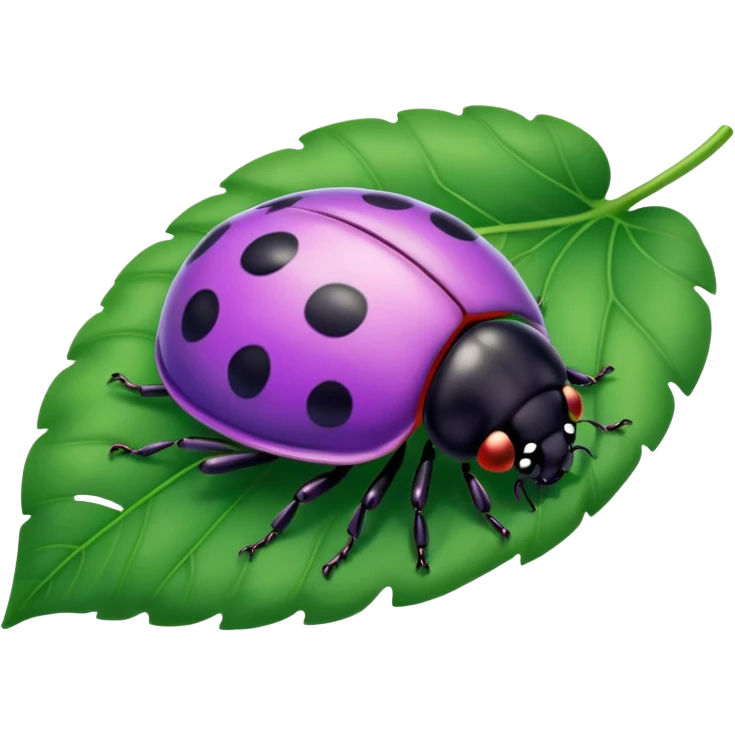  cute purple lady bug on leaf emoji