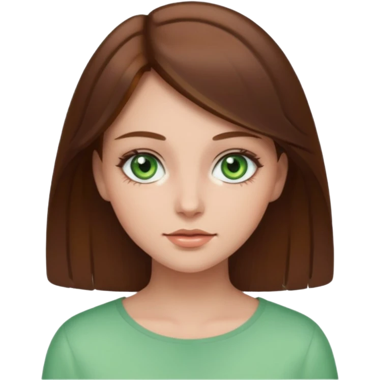 Clean girl whit brown hair and green eyes emoji