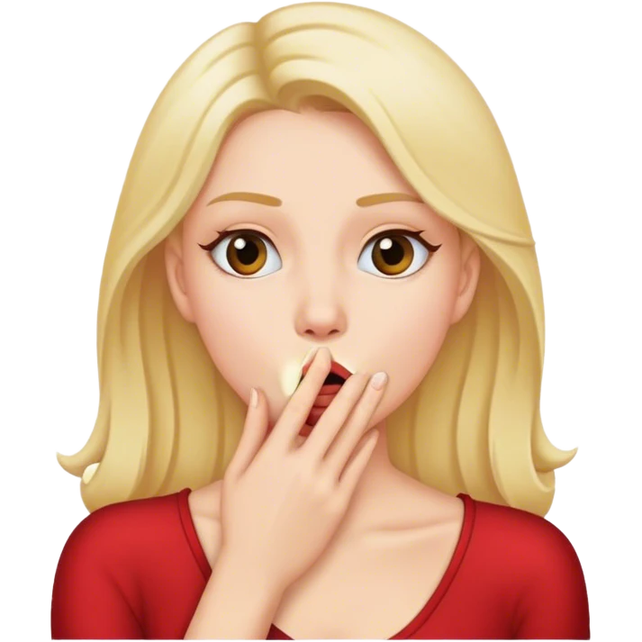 Pink snickering with hand over mouth emoji