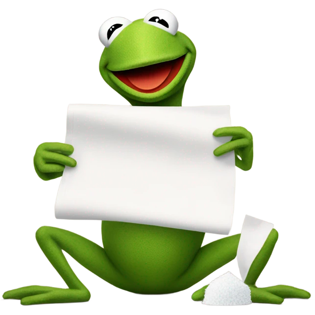 Kermit the frog with a rolled up paper and sugar on the table emoji