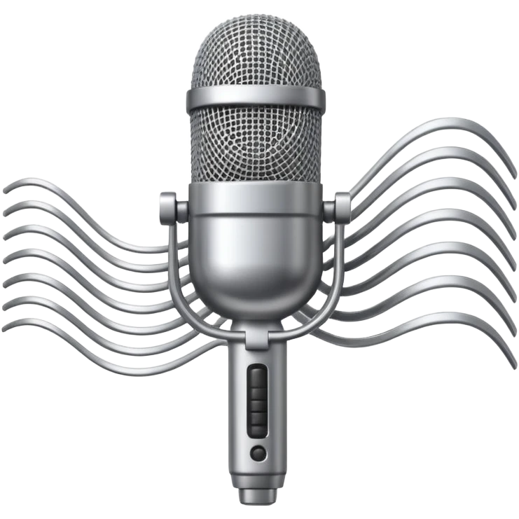 microphone with sound waves around emoji