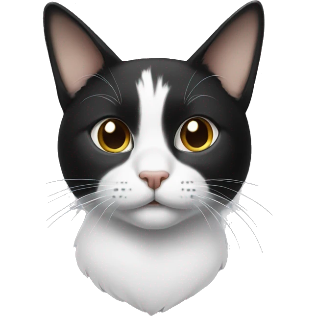 Black and white cat with half a back mustache  emoji
