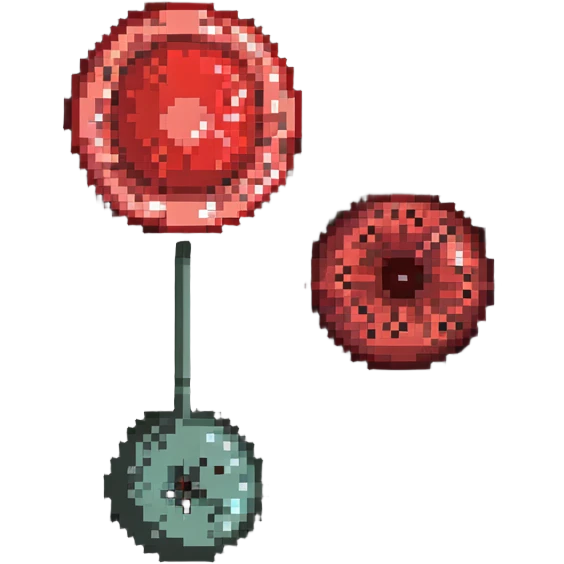 Side by side comparison of anemic pale blood cell and healthy red blood cell emoji