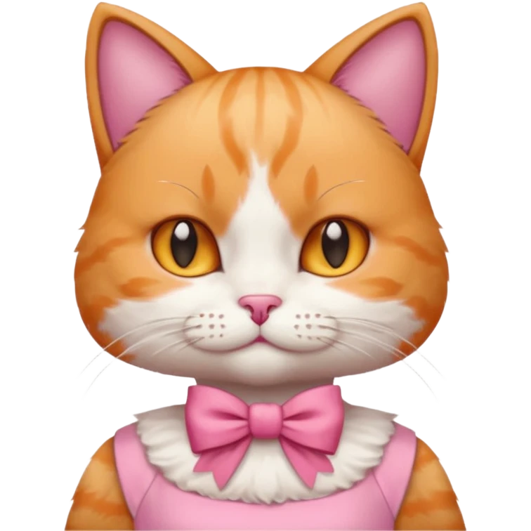 ی کاغذ دست گربه ای که پاپیون صورتی رو سرشه و لباس صورتی تنشه و گربه نارنجی سفید باشه emoji