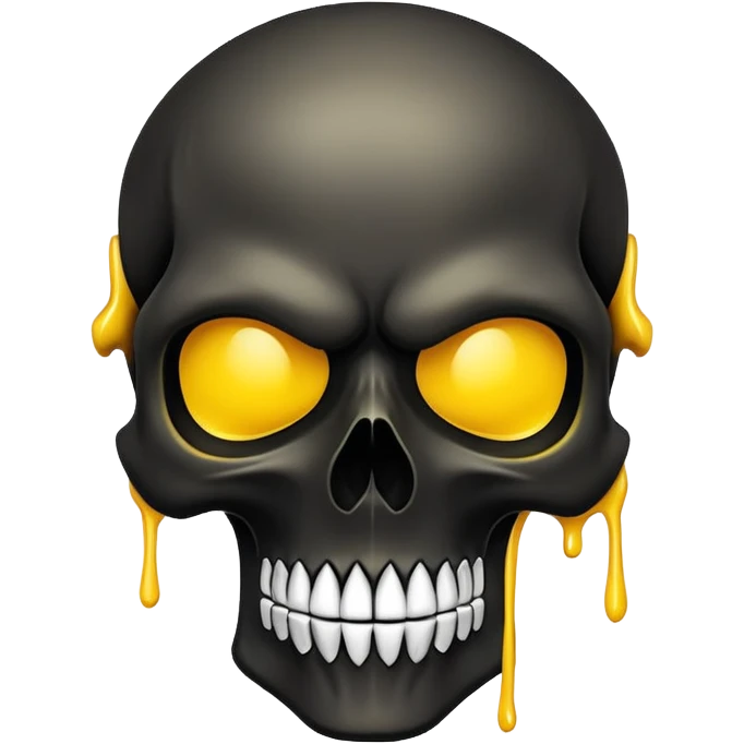 smooth black skull with graffiti brand logos, front view emoji