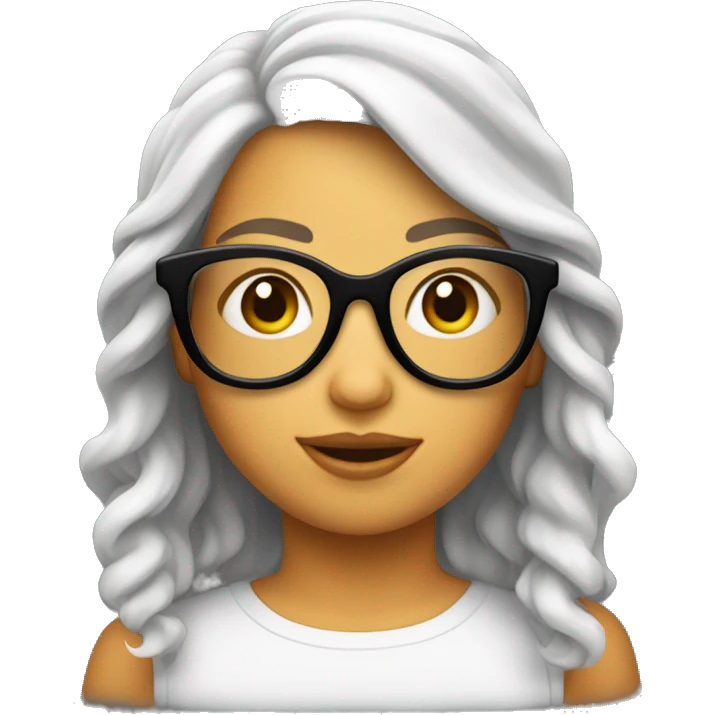 chica blanca con gafas pelo rizado emoji