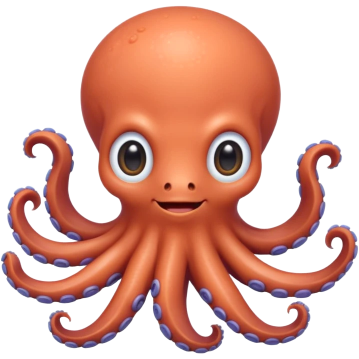 very cute aesthetic octopus with small arms, big shiny eyes, soft pastel colors, charming smile emoji