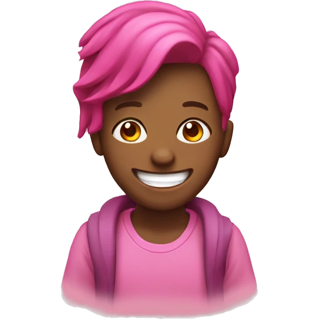 Sonriendo y con un moño rosa emoji