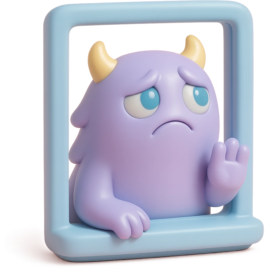 monster looking out a window, longing expression, soft pastel palette, toy-like vinyl figure style emoji
