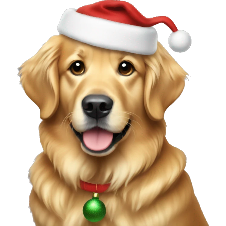 Golden retriever with a Christmas outfit  emoji