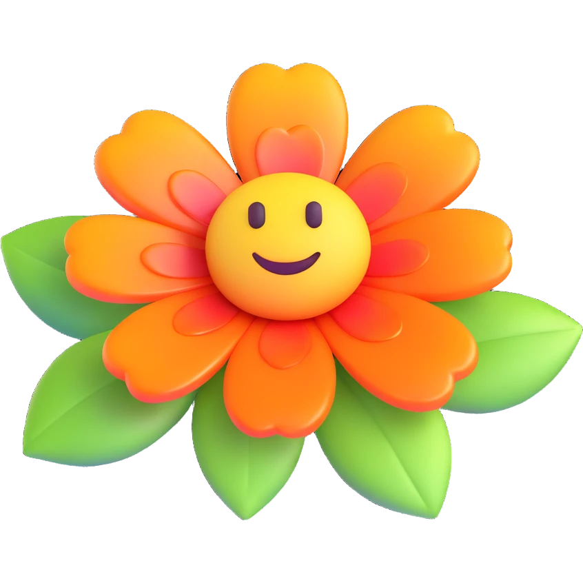 transparent flower, glossy and vibrant 3D emoji style emoji