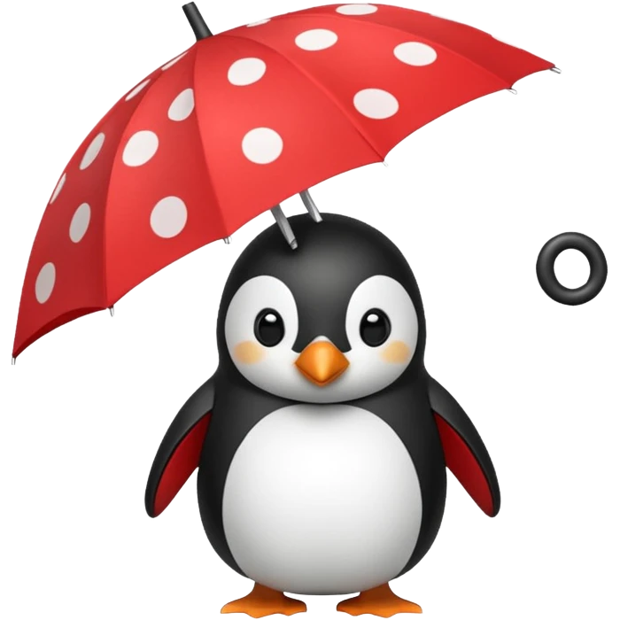 Penguin with red polka-dot umbrella emoji