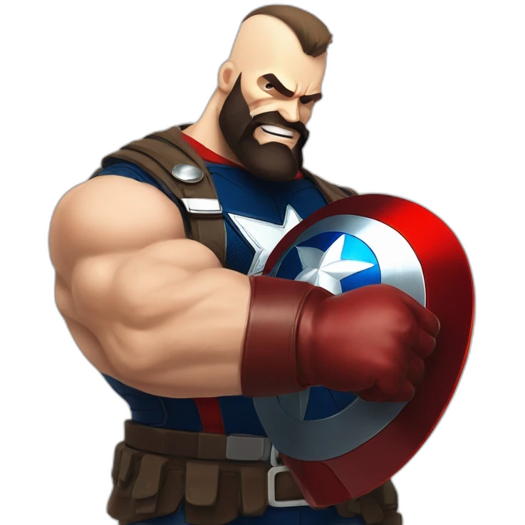 Captain america and zangief shaking hands emoji
