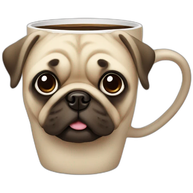 coffe mug with a pug face emoji