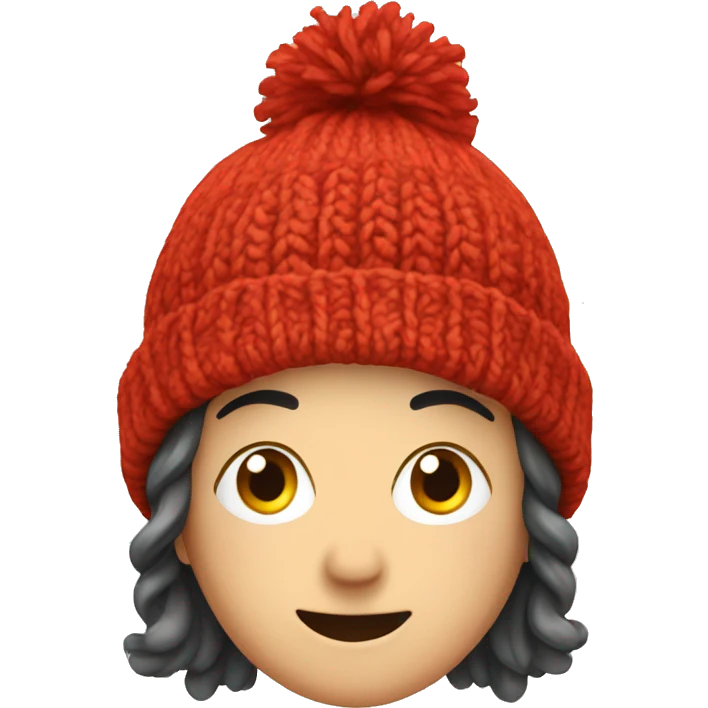 Red knitted winter hat emoji
