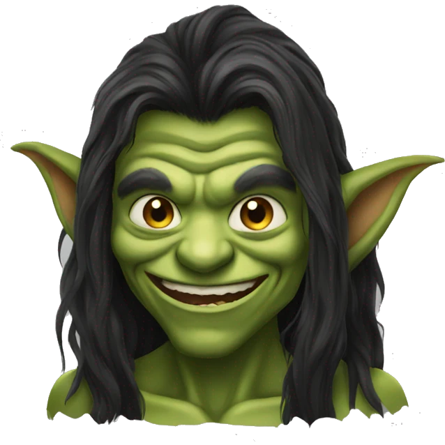 goblin dark long hair smiling emoji