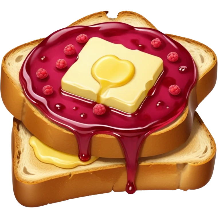 a slice of bread with butter and raspberry jam emoji