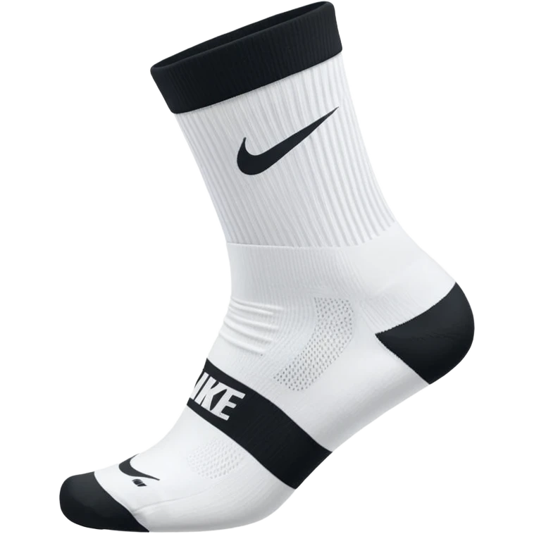 white sock, with black nike logo socks, dri-fit socks emoji