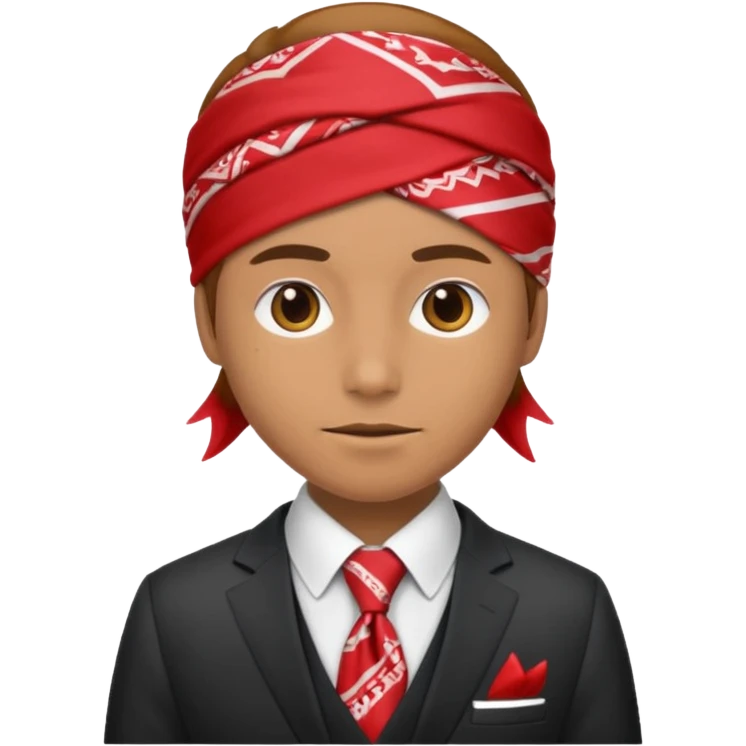 Character wearing a bandana and a suit emoji