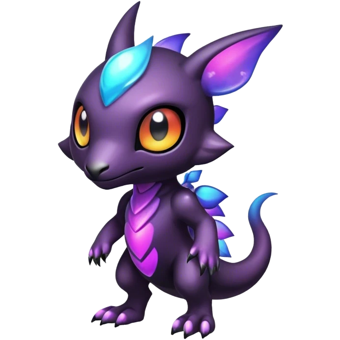 Cute cool colorful dark nebula fantasy-Fakemon-Digimon-animal-hybrid full body emoji